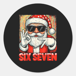 Lustiger Sechs Sieben Meme Weihnachten Cooler Sant Runder Aufkleber