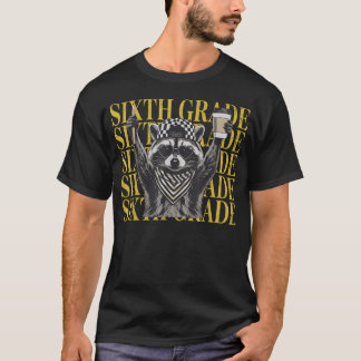 Lustiger Sechste-Klasse-Waschbär-Rückkehr-zur-Schu T-Shirt