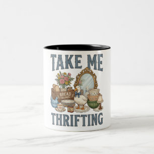 Lustiger Second-Hand-Shopping-Ausflug Zweifarbige Tasse