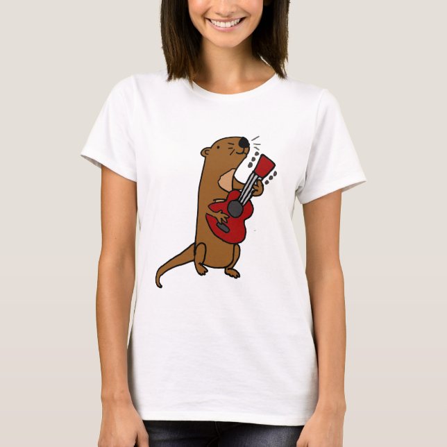 Lustiger Seeotter, der Gitarre spielt T-Shirt (Vorderseite)