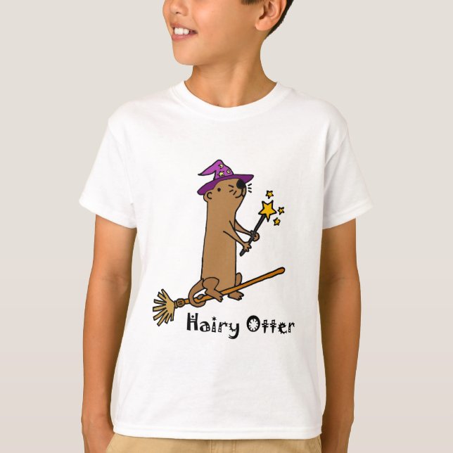 Lustiger Seeotter-Zauberer-Cartoon T-Shirt (Vorderseite)