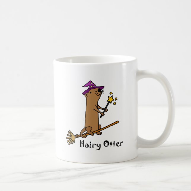 Lustiger Seeotter-Zauberer-Cartoon Tasse (Rechts)