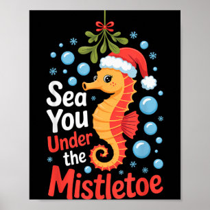 Lustiger Seepferd Weihnachten Seepferdchen Santa H Poster