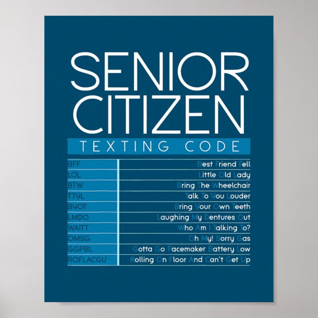 Lustiger Senior-Bürger-Textcode Cooler Opa Poster (Vorne)