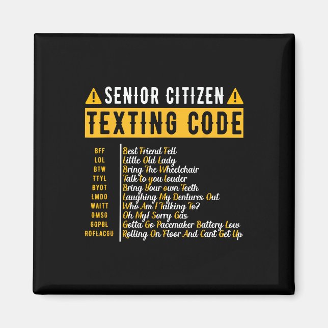 Lustiger Senioren-Textcode Vintage Gra Magnet (Vorne)