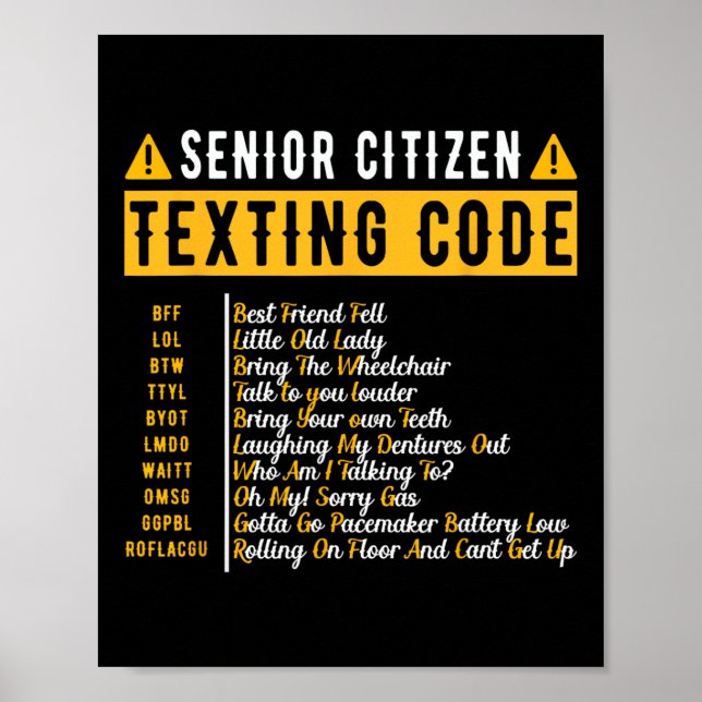 Lustiger Senioren-Textcode Vintage Gra Poster (Vorne)