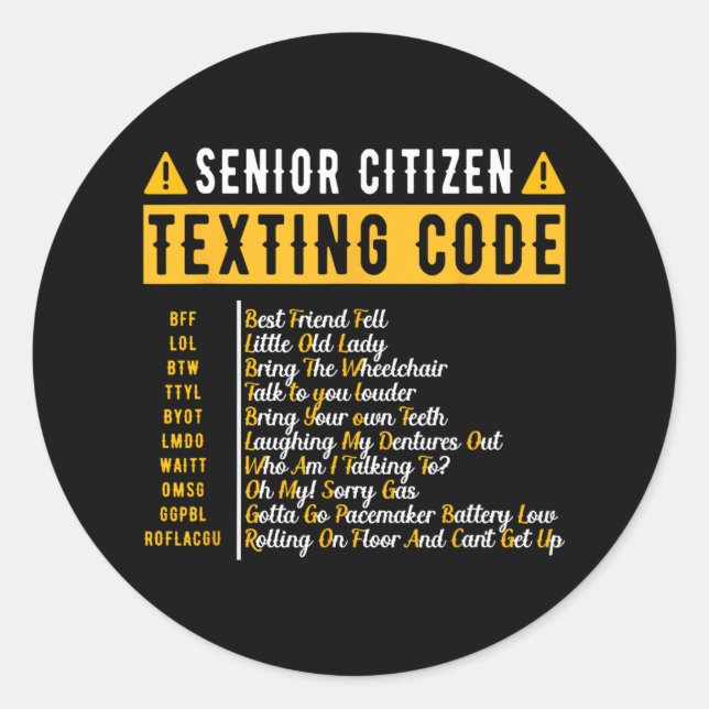 Lustiger Senioren-Textcode Vintage Gra Runder Aufkleber (Vorderseite)