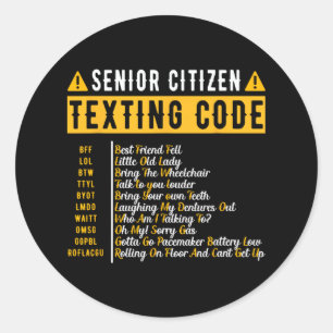 Lustiger Senioren-Textcode Vintage Gra Runder Aufkleber