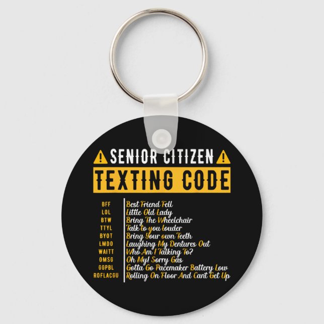 Lustiger Senioren-Textcode Vintage Gra Schlüsselanhänger (Vorderseite)