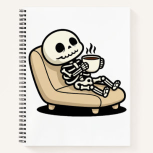 Lustiger Sensenmann trinkt Kaffee   "Tot von Innen Notizbuch