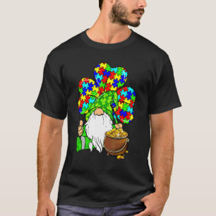 Lustiger Shamrock Gnom Autism Unterstützt Frohe St T-Shirt