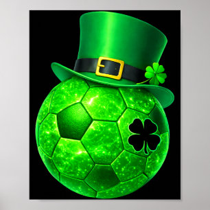 Lustiger Shamrock Kobold Fußball St. Patrick Männe Poster