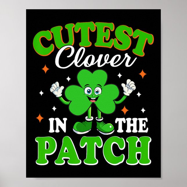 Lustiger Shamrock süßester Klee im Patch St. Patri Poster (Vorne)
