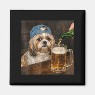 Lustiger Shih Tzu-Hund, der Bier trinkt, Meme Magnet