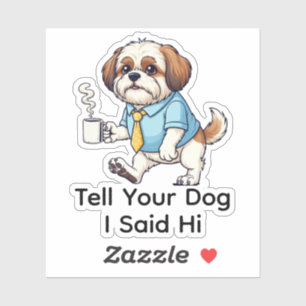 Lustiger Shih Tzu Hund Geschäftsanzug Kaffee  Aufkleber
