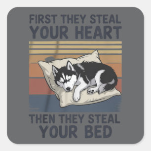 Lustiger Siberian Husky Haustierliebhaber Hundebes Quadratischer Aufkleber