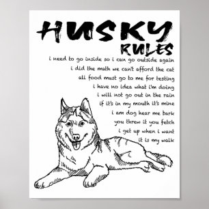 Lustiger Siberian Husky Hund Handgezeichnete Kunst Poster