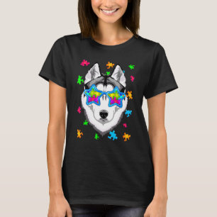 Lustiger Siberian Husky Puzzle Autismus-Bewusstsei T-Shirt