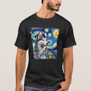 Lustiger Sibirischer Husky Ein Post-Impressionisti T-Shirt