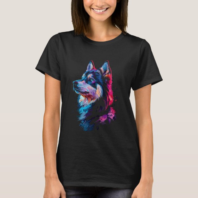 Lustiger Sibirischer Husky-Impressionismus T-Shirt (Vorderseite)
