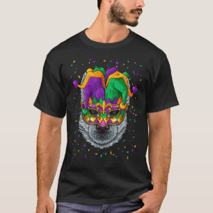 Lustiger sibirischer Husky Mardi Gras Hundegesicht T-Shirt