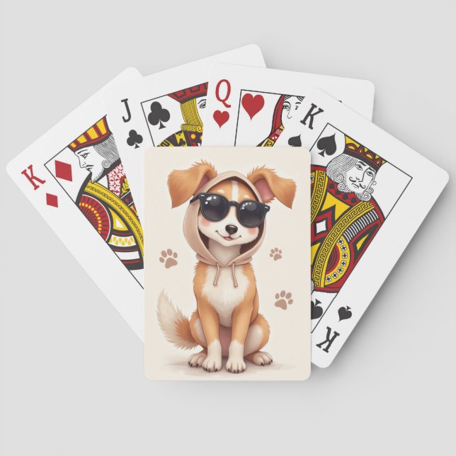 Lustiger Silken Windhound Kawaii Hund Spielkarten (Rückseite)