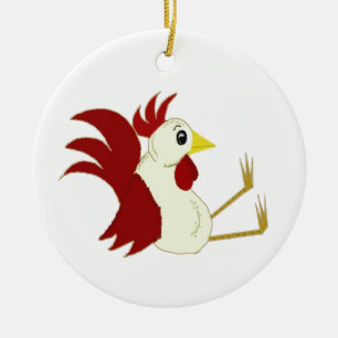 Lustiger sitzender Hahn Keramikornament