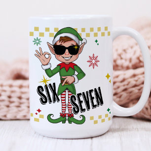 Lustiger Six Seven 67 6 7 Meme Weihnachtself Feier Kaffeetasse