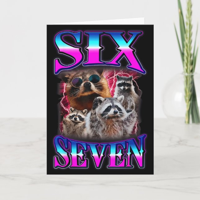 Lustiger Six Seven 67 Meme 67 Waschbär Meme Bootle Karte (Vorderseite)