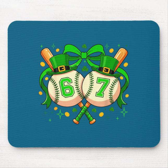 Lustiger Six Seven 67 Meme Baseball Mousepad (Vorne)