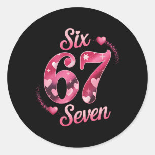 Lustiger Six Seven 6 7 Meme für Männer Frauen Kind Runder Aufkleber