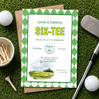 Lustiger Six-tee Golf 60. Geburtstag Einladung