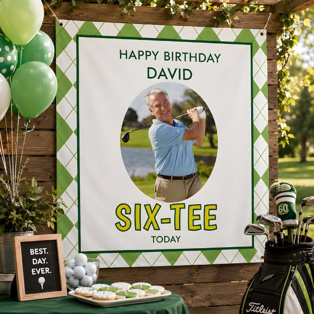 Lustiger Six-tee Golf 60. Geburtstag  Wandteppich (Golf Six-tee 60th birthday banner
)