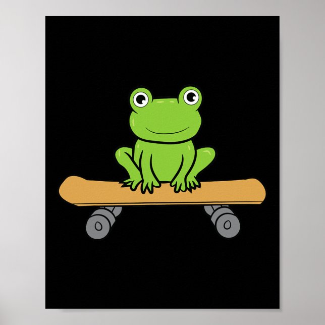 Lustiger Skateboarding-Frosch Lustiger Skateboard- Poster (Vorne)