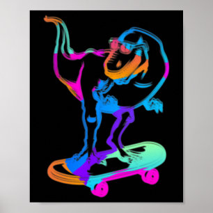 Lustiger Skater Dino Skateboard Skateboarding Bret Poster
