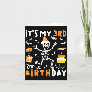 Lustiger Skelett-3. Geburtstag für Kinder, 3. Boo- Karte