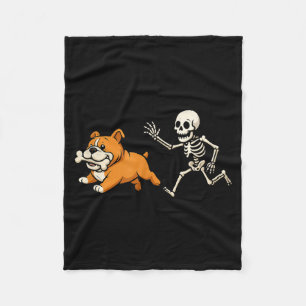 Lustiger Skelett Bulldogge Halloween Hundemutter H Fleecedecke