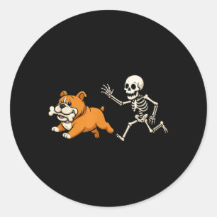 Lustiger Skelett Bulldogge Halloween Hundemutter H Runder Aufkleber
