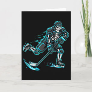 Lustiger Skelett-Eishockeyspieler Halloween  Karte