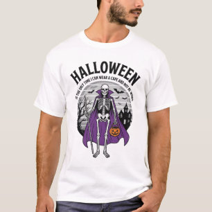 Lustiger Skelett Halloween-Umhang-Zitat Vintage-De T-Shirt