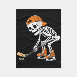 Lustiger Skelett-Hockeyspieler Cool Eislaufen Fleecedecke