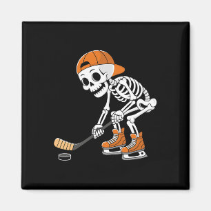 Lustiger Skelett-Hockeyspieler Cool Eislaufen Magnet