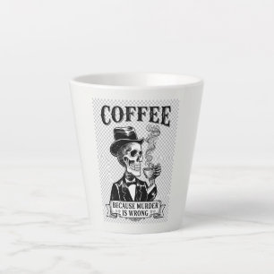 Lustiger Skelett-Kaffee wegen Mord ist falsch Milchtasse