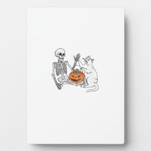 Lustiger Skelett Katzenliebhaber Halloween-Kostüm Fotoplatte
