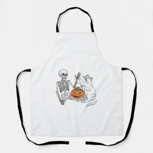 Lustiger Skelett Katzenliebhaber Halloween-Kostüm  Schürze