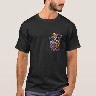 Lustiger Skelett-Mariachi-Gitarre-Tasche Cinco De T-Shirt