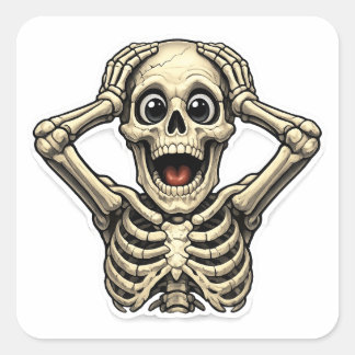 Lustiger Skelett-OMG-Totenkopf-Aufkleber – Gruseli Quadratischer Aufkleber