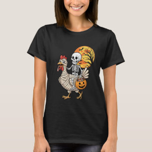 Lustiger Skelett-Reit-Mumie-Hühnerliebhaber-Hallow T-Shirt