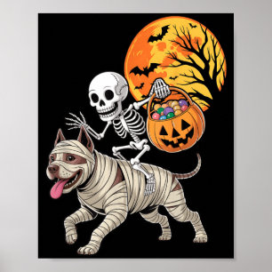Lustiger Skelett-Reittöter-Pitbull-Hund Frauen Män Poster