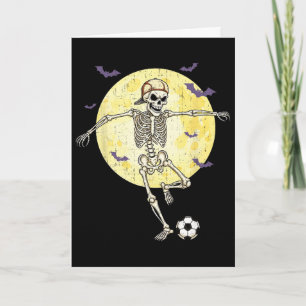 Lustiger Skelett spielt Fußball Lustiger Halloween Karte
